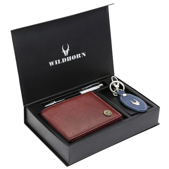 SCOTTSDALE Leather Wallet, Keychain & Pen Gift Hamper for Men - WILDHORN