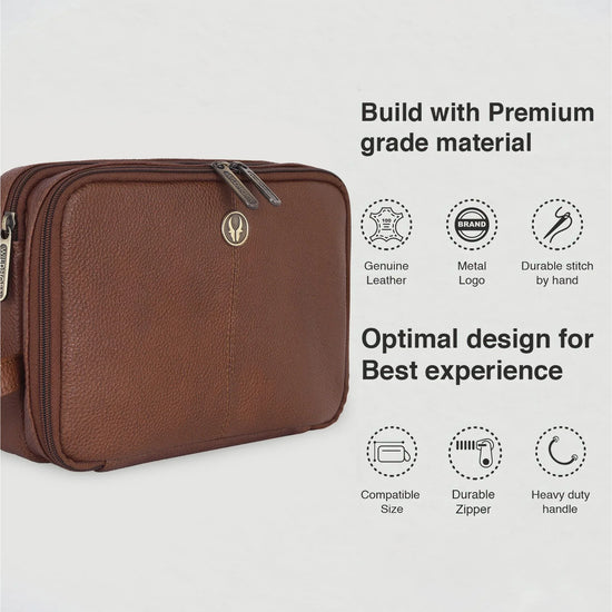 VANCOUVER Leather Toiletry Bag For Men & Women - WILDHORN