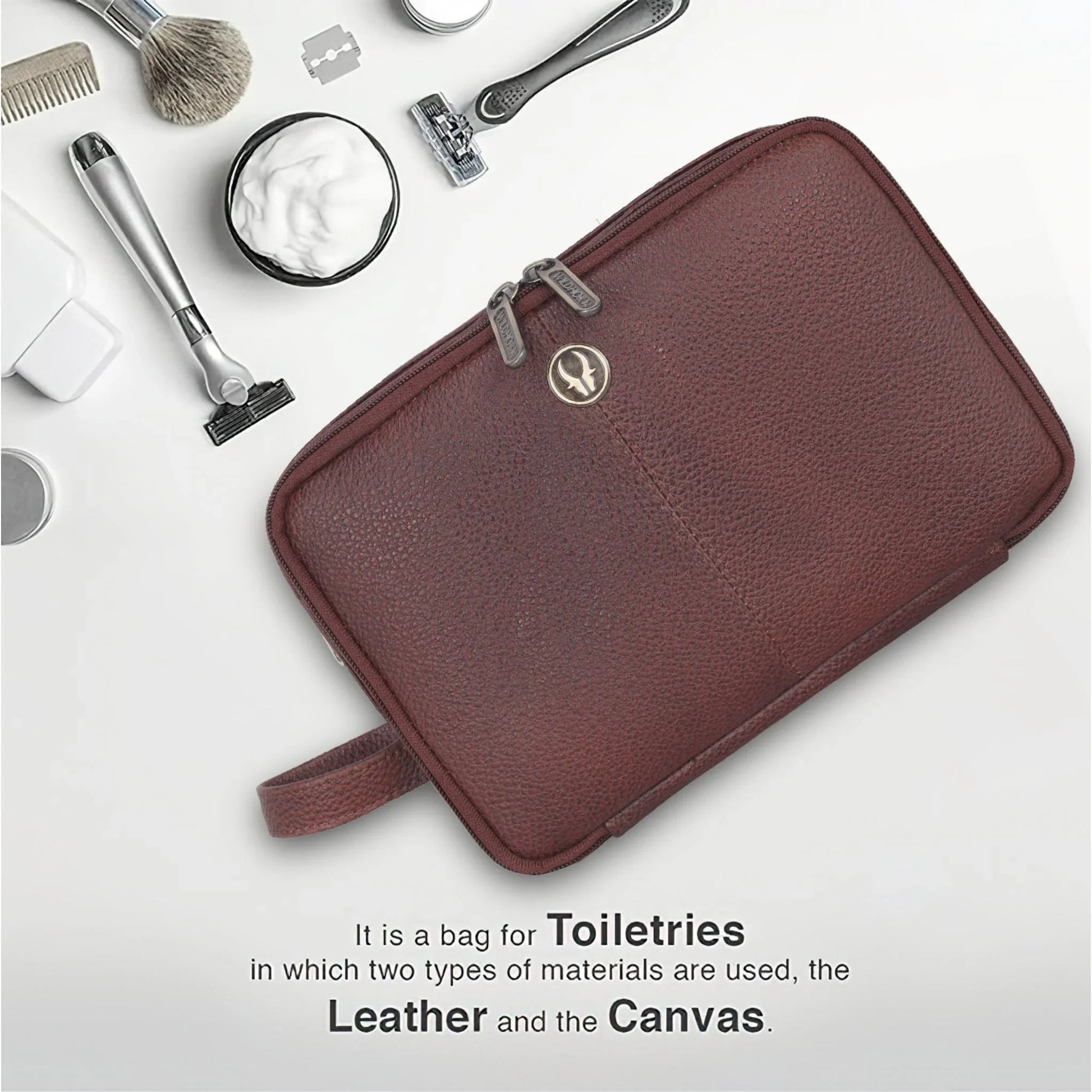 VANCOUVER Leather Toiletry Bag For Men & Women - WILDHORN