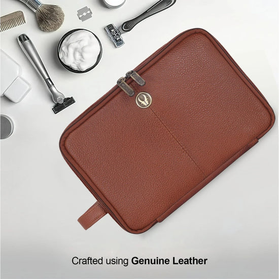 VANCOUVER Leather Toiletry Bag For Men & Women - WILDHORN