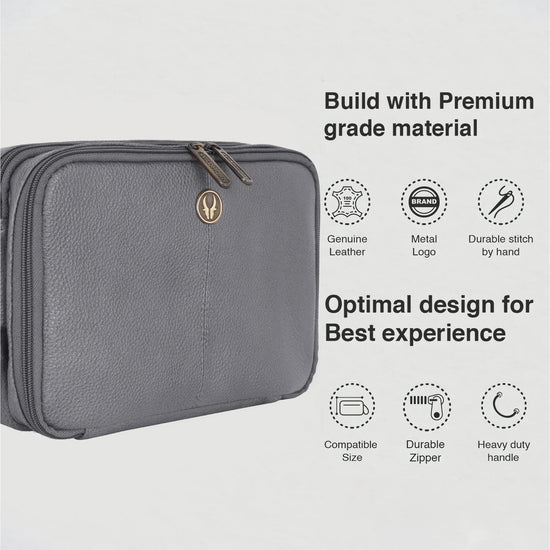 VANCOUVER Leather Toiletry Bag For Men & Women - WILDHORN