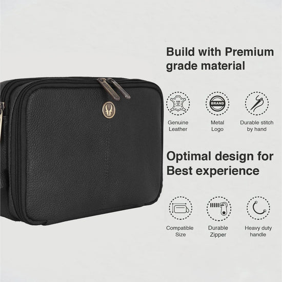 VANCOUVER Leather Toiletry Bag For Men & Women - WILDHORN