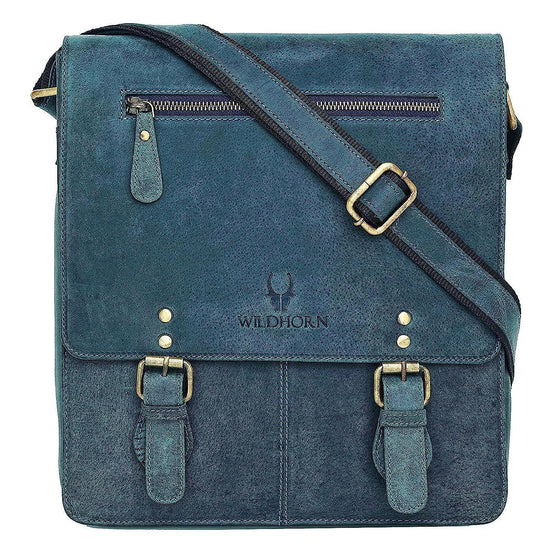 WILDHORN® Original Leather 11.5 inch Messenger Bag for Men I Multipurpose Bag I Office Bag I Travel Bag with Adjustable Strap DIMENTION : L-11.5 inch W-3 inch H-13.5 inch - WILDHORN
