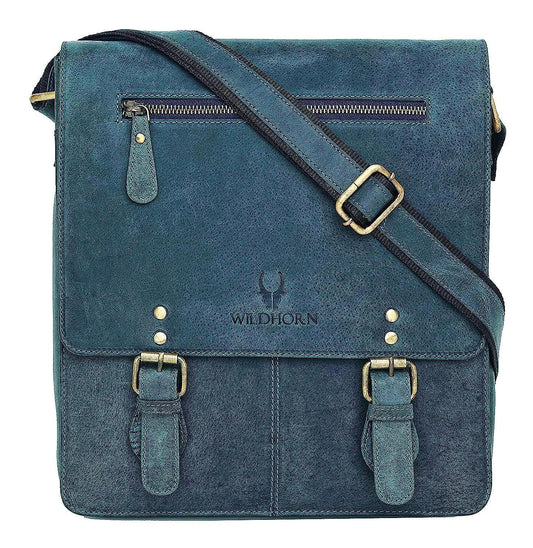 WILDHORN® Original Leather 11.5 inch Messenger Bag for Men I Multipurpose Bag I Office Bag I Travel Bag with Adjustable Strap DIMENTION : L-11.5 inch W-3 inch H-13.5 inch - WILDHORN
