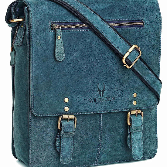 WILDHORN® Original Leather 11.5 inch Messenger Bag for Men I Multipurpose Bag I Office Bag I Travel Bag with Adjustable Strap DIMENTION : L-11.5 inch W-3 inch H-13.5 inch - WILDHORN