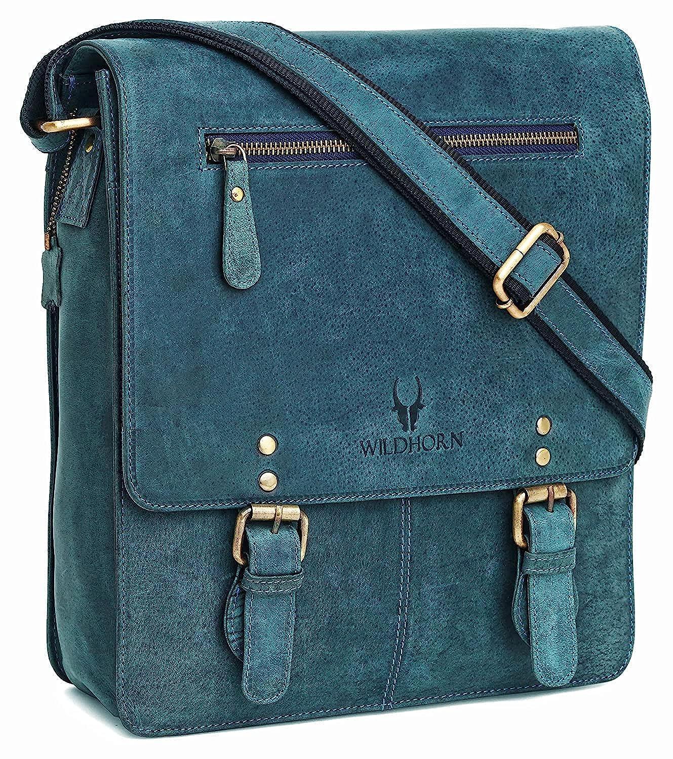 WILDHORN® Original Leather 11.5 inch Messenger Bag for Men I Multipurpose Bag I Office Bag I Travel Bag with Adjustable Strap DIMENTION : L-11.5 inch W-3 inch H-13.5 inch - WILDHORN