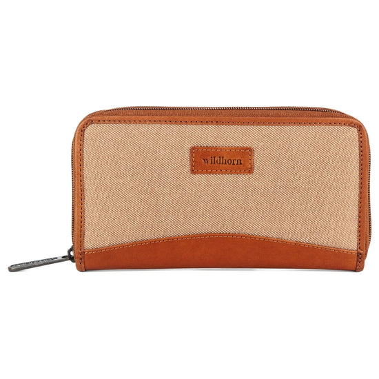 WildHorn Women's Canvas Wallet Clutch - Stylish, Spacious I Zip Around Wallet for Travel, Holds Cards, Phone, Cash. - WILDHORN