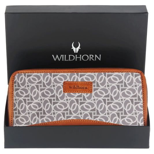 WildHorn Women's Canvas Wallet Clutch - Stylish, Spacious I Zip Around Wallet for Travel, Holds Cards, Phone, Cash - WILDHORN