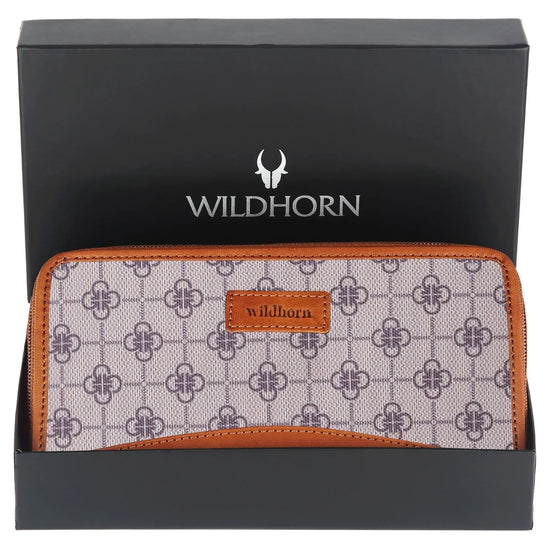 WildHorn Women's Canvas Wallet Clutch - Stylish, Spacious I Zip Around Wallet for Travel, Holds Cards, Phone, Cash - WILDHORN