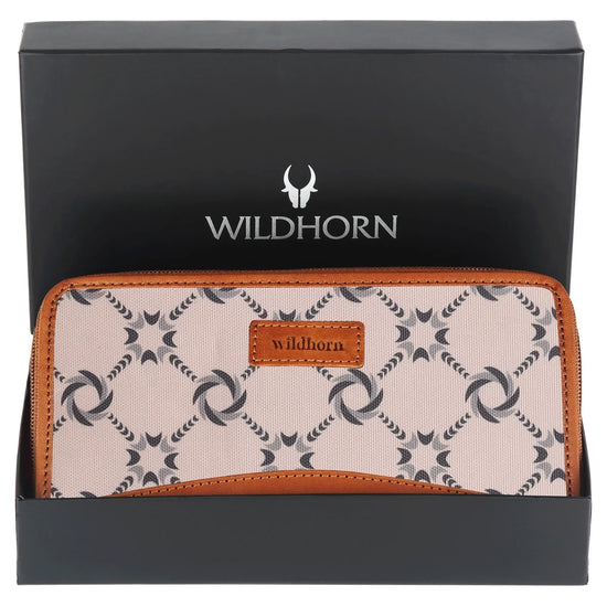 WildHorn Women's Canvas Wallet Clutch - Stylish, Spacious I Zip Around Wallet for Travel, Holds Cards, Phone, Cash - WILDHORN