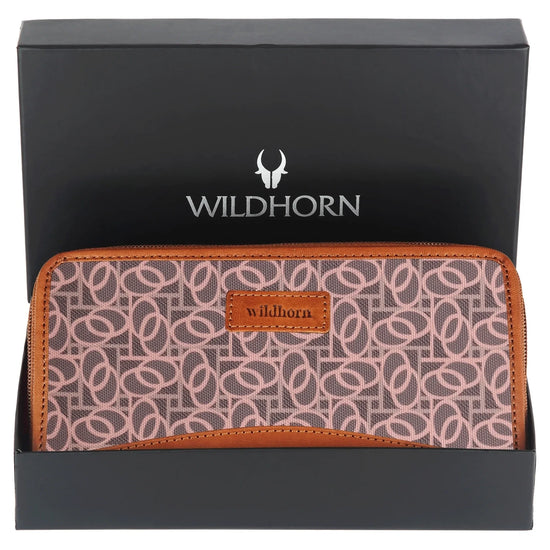 WildHorn Women's Canvas Wallet Clutch - Stylish, Spacious I Zip Around Wallet for Travel, Holds Cards, Phone, Cash - WILDHORN