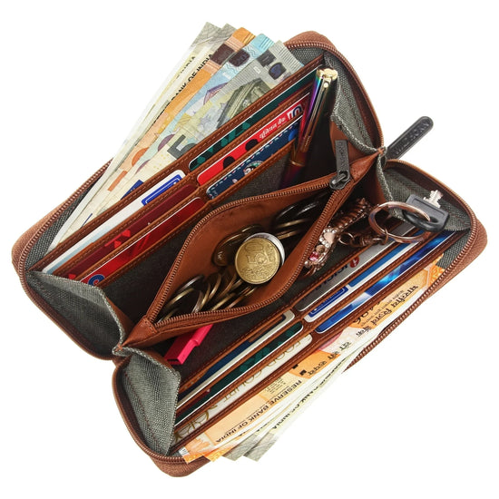 WildHorn Women's Canvas Wallet Clutch - Stylish, Spacious I Zip Around Wallet for Travel, Holds Cards, Phone, Cash. - WILDHORN