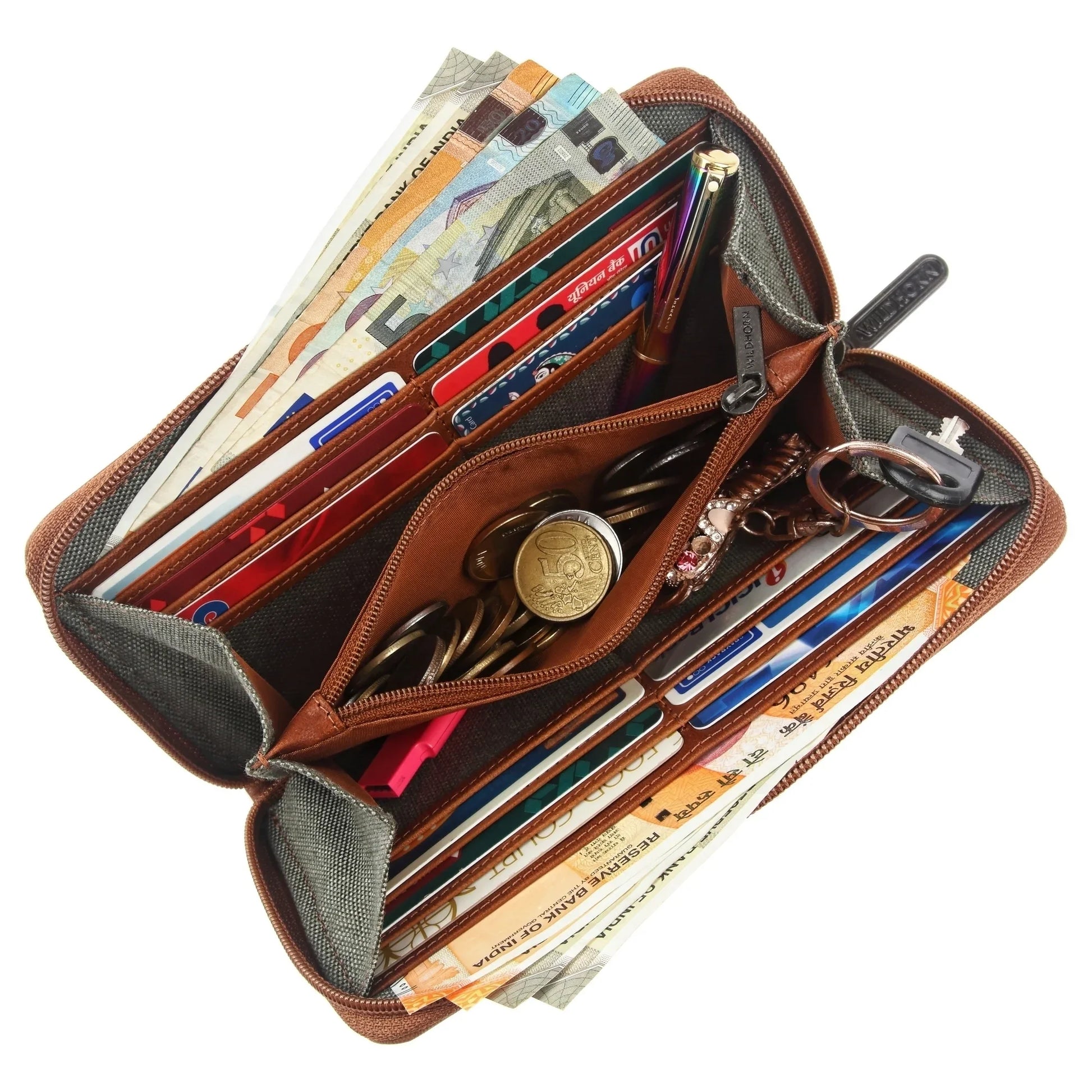 WildHorn Women's Canvas Wallet Clutch - Stylish, Spacious I Zip Around Wallet for Travel, Holds Cards, Phone, Cash. - WILDHORN