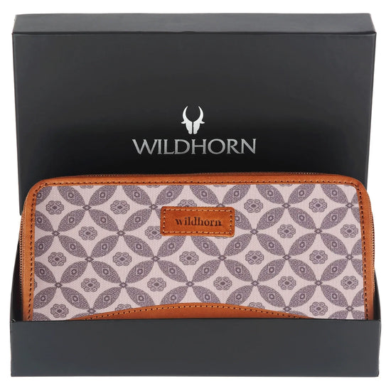 WildHorn Women's Canvas Wallet Clutch - Stylish, Spacious I Zip Around Wallet for Travel, Holds Cards, Phone, Cash - WILDHORN