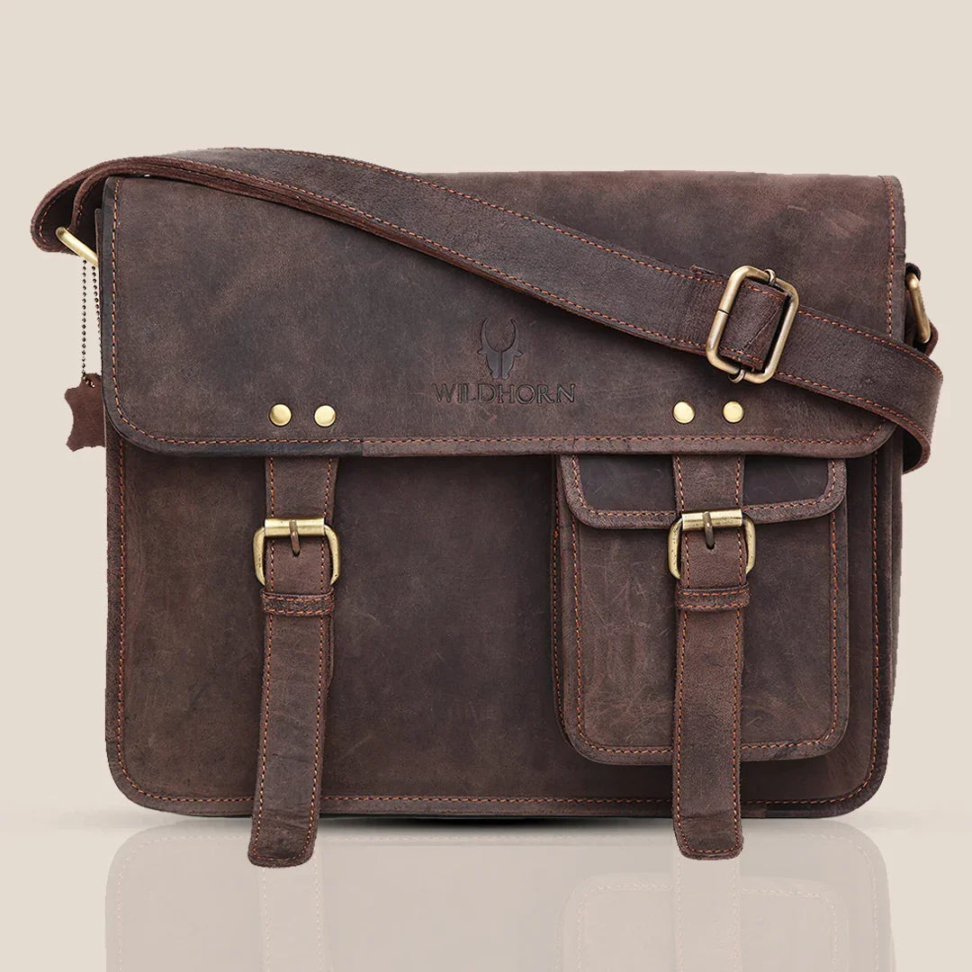 WILINGTON Leather Messenger Bag for Men - WILDHORN