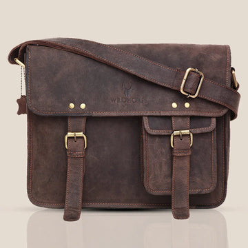WILINGTON Leather Messenger Bag for Men - WILDHORN
