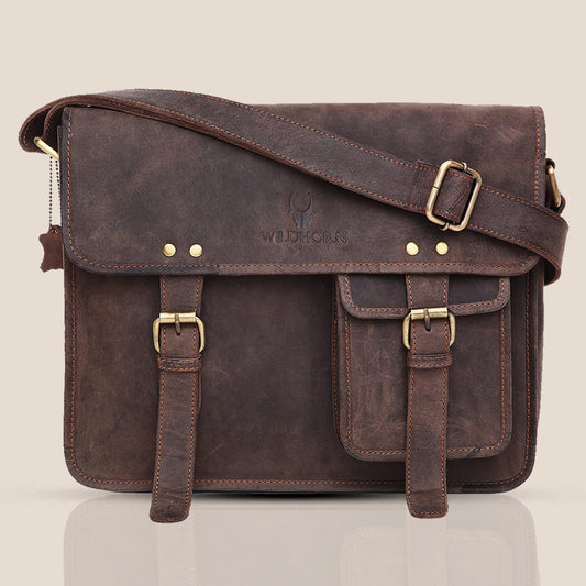 WILINGTON Leather Messenger Bag for Men - WILDHORN