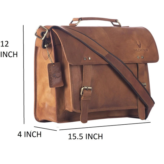 WILLOW Leather Laptop Messenger Bag for Men - WILDHORN