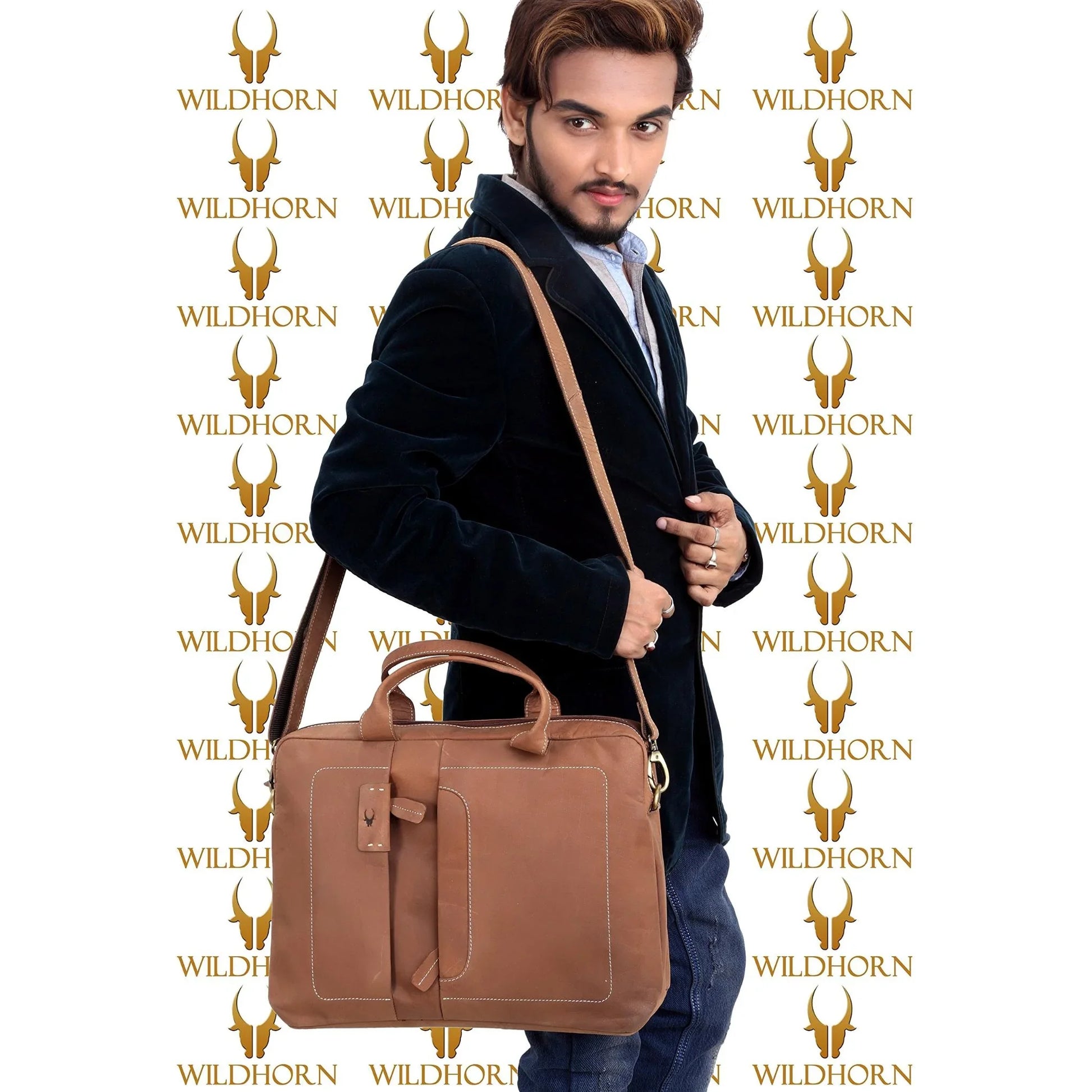 WILTSHIRE Leather Laptop Messenger Bag for Men - WILDHORN