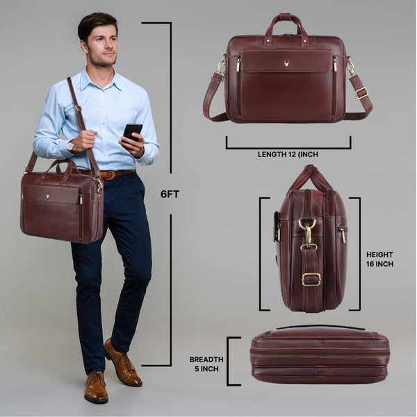 Wildhorn Original Leather 15.5 inch Laptop Bag for Men with Padded Compartment | Everyday Leather Office Messenger Bag - WILDHORN