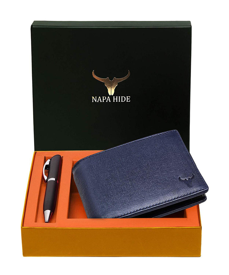 Napa Hide RFID Protected Genuine High Quality Leather Wallet & Pen Combo for Men - WILDHORN