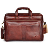 Wildhorn Genuine Leather Brown 15.6 inch Briefcase Laptop Bag for Men with Padded Compartment | Everyday Leather Office Messenger Bag(MB581 MAROON) - WILDHORN