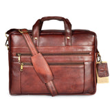 Wildhorn Genuine Leather Brown 16 inch Briefcase Laptop Bag for Men with Padded Compartment | Leather Travel Bag with Laptop Compartment (MB586 MAROON) - WILDHORN