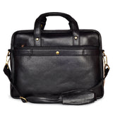 Wildhorn Genuine Leather Black 14 inch Laptop Bag for Men with Trolley Strap | Padded Laptop Compartment office leather bag(MB585 BLACK) - WILDHORN