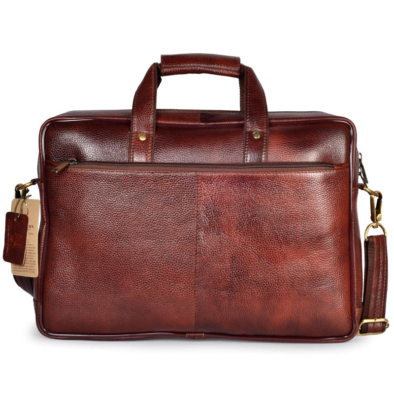 Wildhorn Genuine Leather Brown 15.6 inch Briefcase Laptop Bag for Men with Padded Compartment | Everyday Leather Office Messenger Bag(MB581 MAROON) - WILDHORN