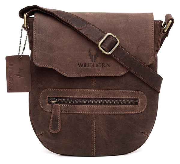 WildHorn Men's Urban Edge Vintage Leather Messenger Bag (Brown) - WILDHORN