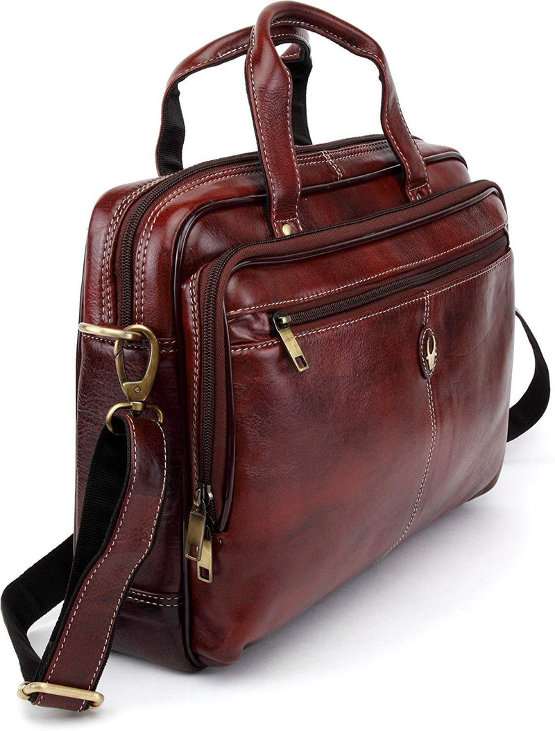 WildHorn Leather 39.37 cms Brown Messenger Bag (WHBB101) - WILDHORN