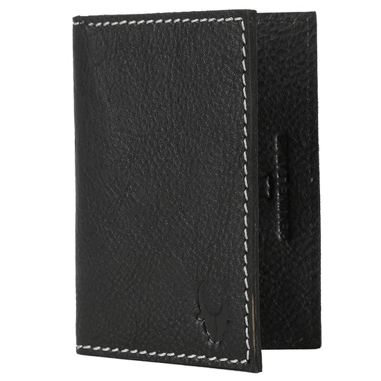 WildHorn Hand Crafted Black Genuine Leather Credit Card Holder - WILDHORN