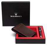 WildHorn Men Brown Genuine Leather Wallet Gift Set Combo - WILDHORN