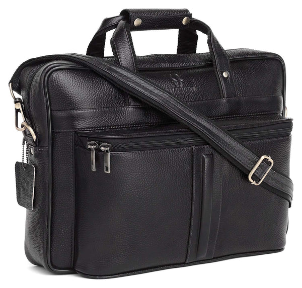 WildHorn 100% Genuine Leather Laptop Messenger Bag for Men (Black) by WILDHORN - WILDHORN
