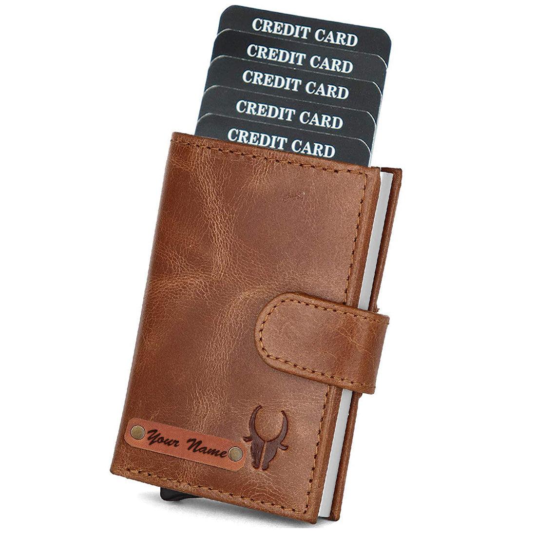 WILDHORN® RFID Protected Customizable Card Holder for Gifting | Engrave with Your Name,Company Name or Initials - WILDHORN