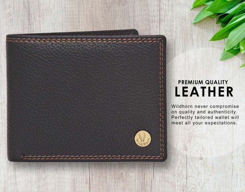 WildHorn® RFID Protected Genuine High Quality Leather Wallet & Pen Combo for Men - WILDHORN