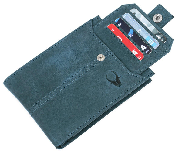 WILDHORN Top Grain Leather Wallet for Men | Ultra Strong Stitching | Handcrafted | RFID Blocking Technology | Side Zip with 9 Card Slots | 2 ID Slots - WILDHORN