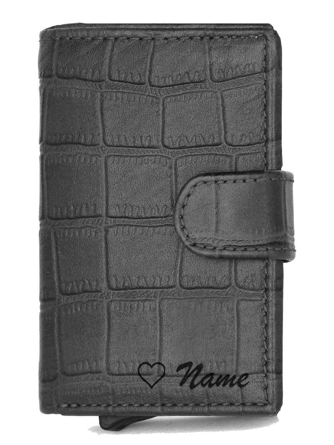 WildHorn® RFID Protected Custom Engraved Personalized High Quality Unisex Leather Card Holder for Gifting - WILDHORN