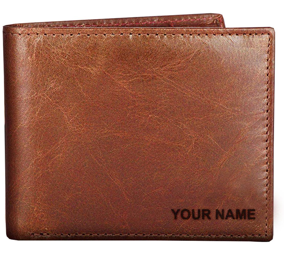 WildHorn® RFID Protected Custom Engraved Personalized High Quality Mens Leather Wallet for Gifting - WILDHORN