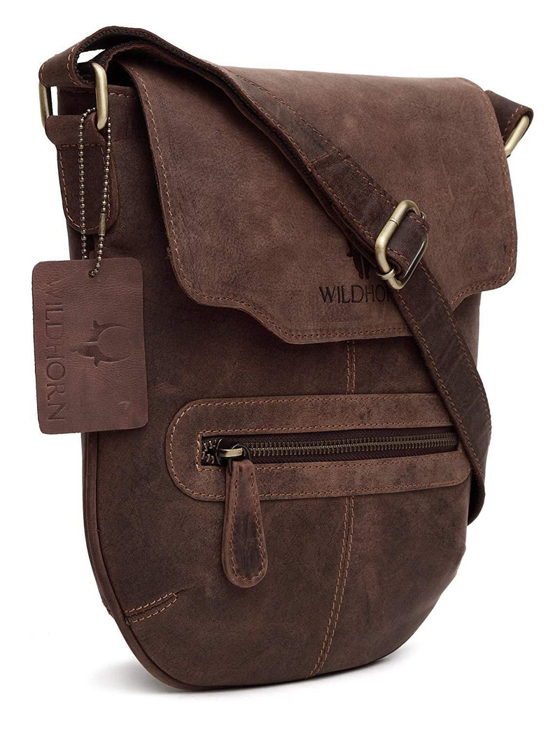 WildHorn Men's Urban Edge Vintage Leather Messenger Bag (Brown) - WILDHORN