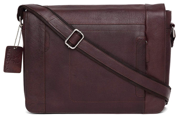 WildHorn Leather Brown Laptop Messenger Bag - WILDHORN