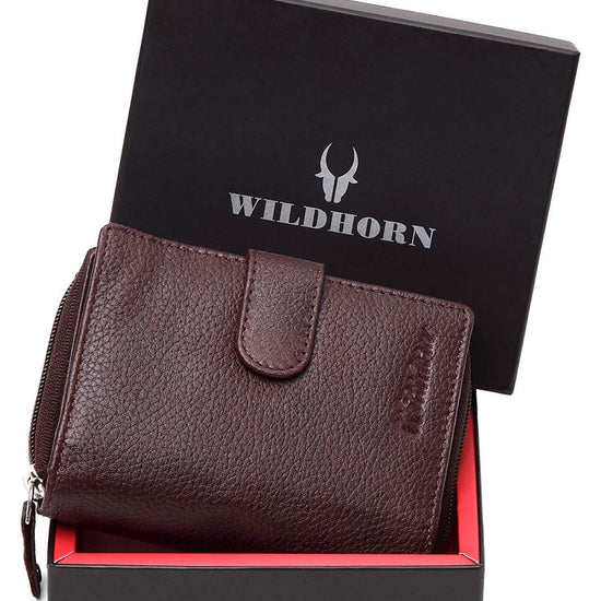 WildHorn RFID Protected Genuine Leather Wallet for Women Stylish|Purse for Women/Girls - WILDHORN