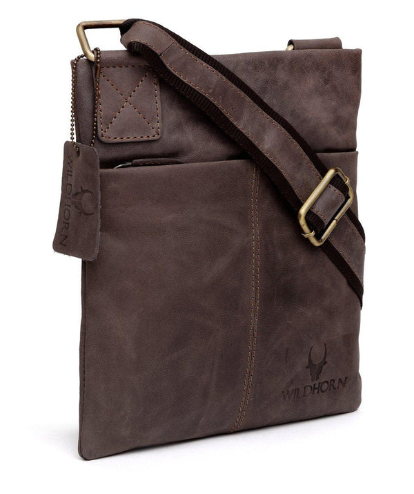 WildHorn Leather 8.5 inches Brown Messenger Bag (MB261) - WILDHORN