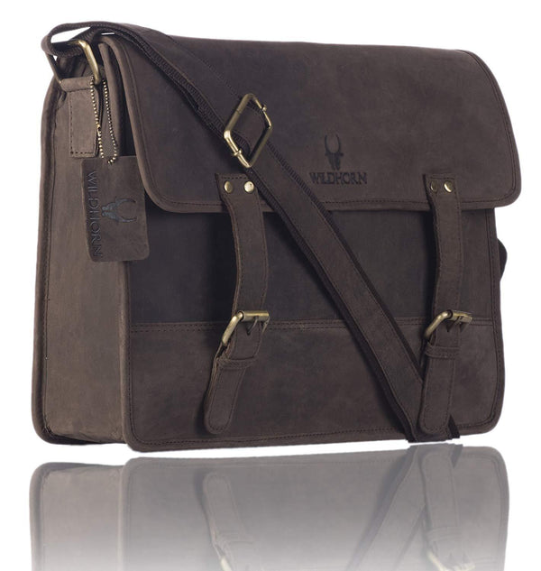 WildHorn Leather (15 inch) Laptop Messenger Bag Dimension : L-15 inch W-4 inch H-12 inch - WILDHORN