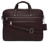 WildHorn 100% Genuine Leather Brown 16 inch Laptop Messenger Bag Dimension : L-16 inch W-3.5 inch H-12 inch - WILDHORN