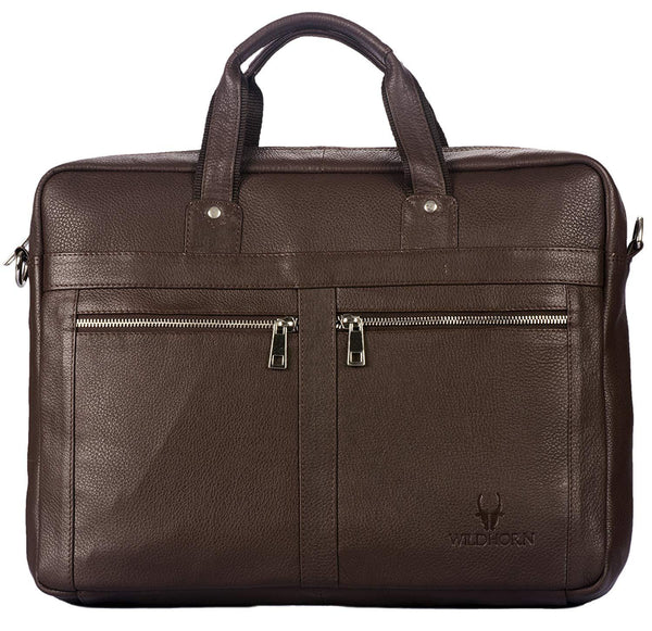 WILDHORN Leather 16 inches Brown Messenger Bag - WILDHORN