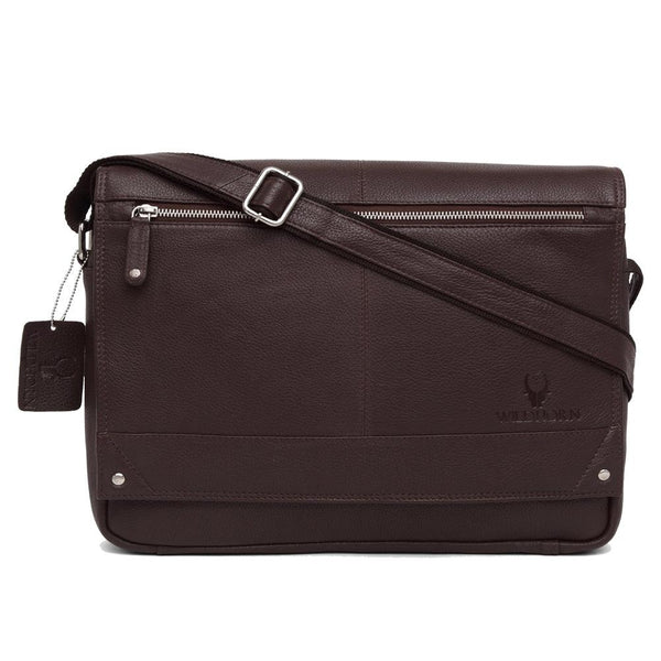 WILDHORN Leather 15 inches Bombay Brown Messenger Bag (MB515) - WILDHORN