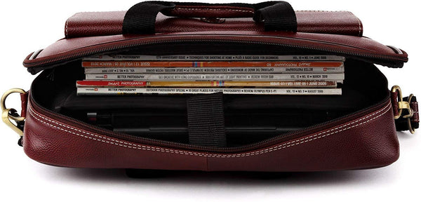 WILDHORN Leather 14 inches Bombay Brown Messenger Bag - WILDHORN