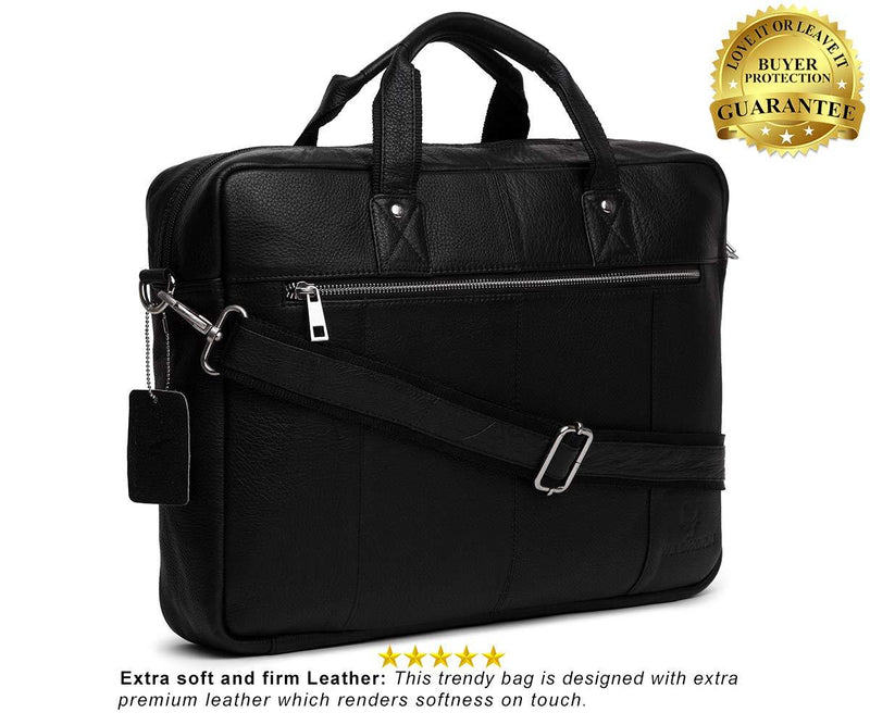 WildHorn Leather Laptop Messenger Bag,16 x 3 x 12 Inches(Black) - WILDHORN