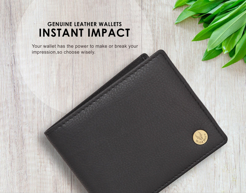 WildHorn® RFID Protected Genuine High Quality Leather Wallet Keychain & Pen Combo for Men